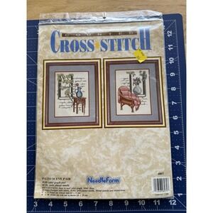 Needleform Counted Cross Stitch Kit Patio‎ Scene Pair